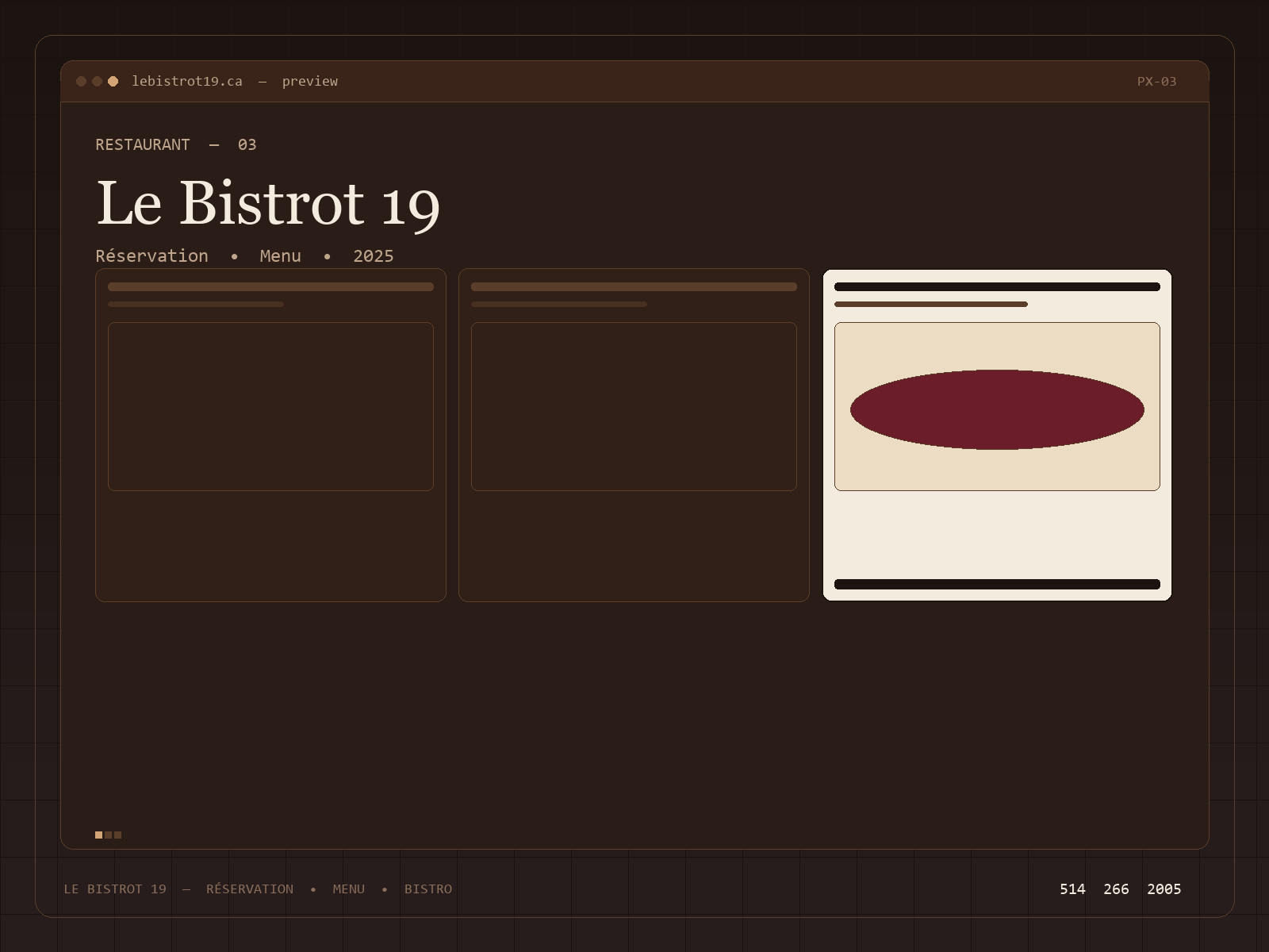 Le Bistrot 19 — restaurant — table et menu signature